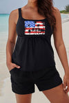Letters Sports Tank and Shorts Plus Size Tankini Set