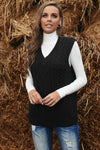 Wine Sleeveless Cable Knitted Sweater Tank