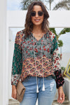 Multicolor Floral Print Peasant Blouse