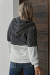 White Colorblock Furry Hoodie