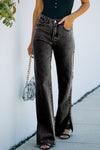 High Rise Slit Anklet Flare Jeans