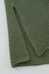 Henley Pullover Drop Shoulder Sweater with Slits