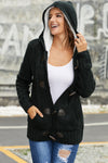 Fur Hood Horn Button Sweater Cardigan