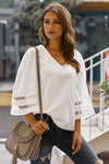 Flare Sleeve V Neck Loose Blouse