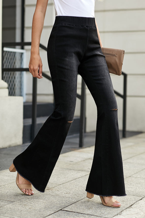 Distressed Bell Bottom Denim Pants