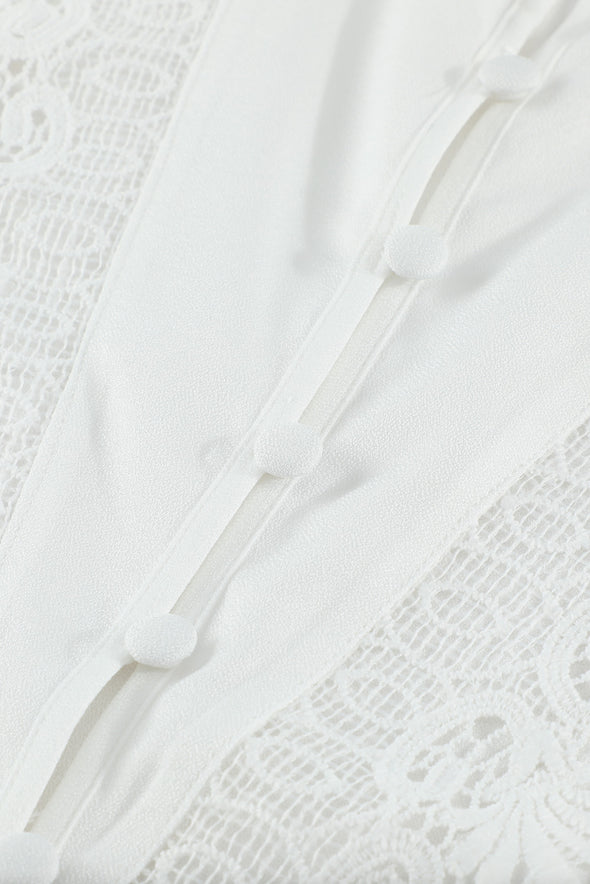 Lace Splicing Buttoned Shirt