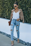 High Waist Distressed Skinny Jeans