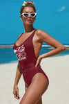 Ribbed One-piece Swimsuit with Belt