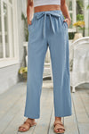 Elastic Waist Drawstring Wide Leg Pants