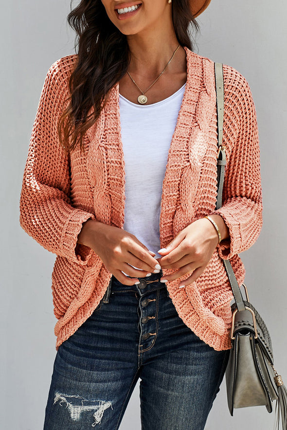 Chunky Knit Solid Cardigan with Pocket