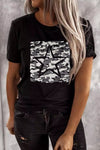 Letter Heart-shaped Rugby Graphic Print Short Sleeve T-shirt