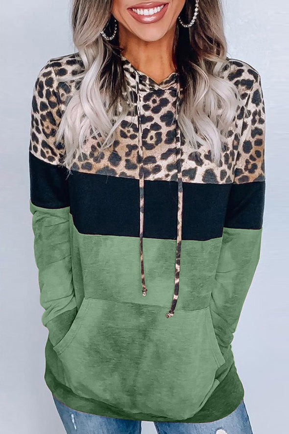 Leopard Tie Dye Colorblock Hoodie
