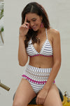 Pom Pom Mesh Insert High Waist Bikini