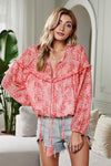 Saint Helena Printed Ruffle Blouse