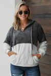 White Colorblock Furry Hoodie
