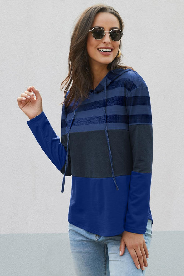 Color Block Drawstring Hoodie