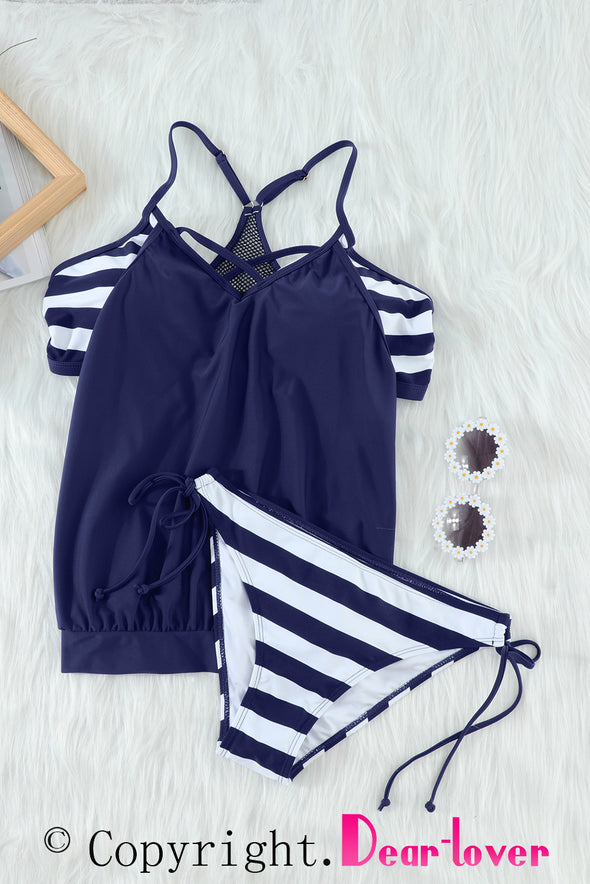 Tankini with Stripes Patchwork