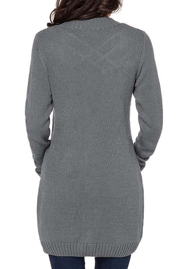 Front Pocket and Buttons Closure Cardigan