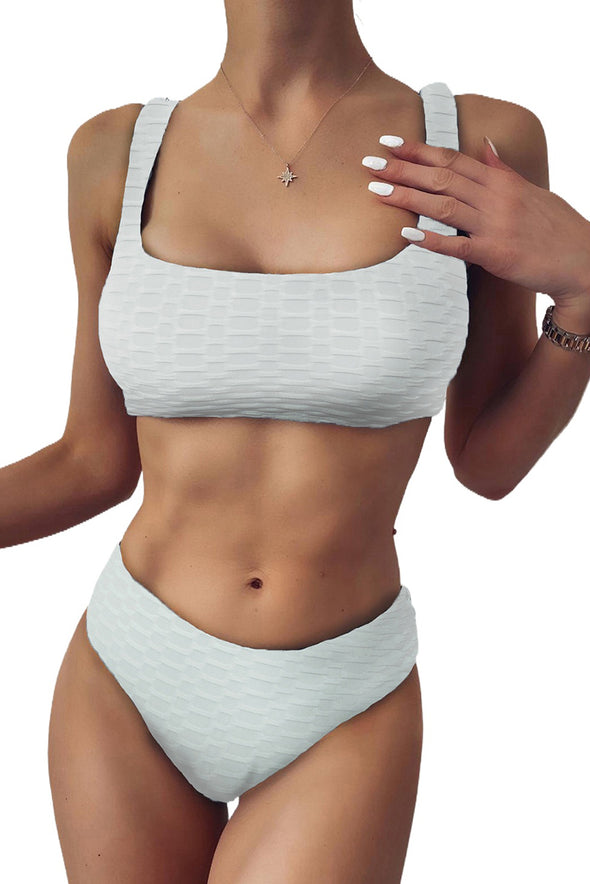 Scalloped Edges Ribbed Bikini