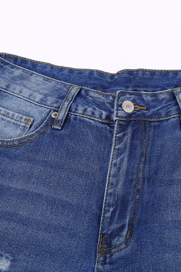 Fading Distressed Holes Crop Jeans