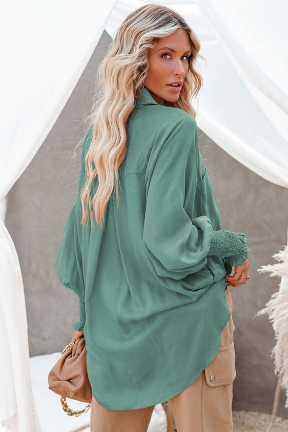 Billowy Sleeves Pocketed Shirt