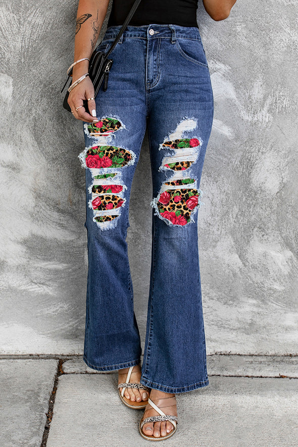 High Waist Distressed Bell Jeans