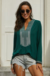 Long Sleeves Front Embroidery Blouse