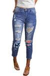 Fading Distressed Holes Crop Jeans