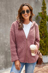 Zip Up Sherpa Hooded Coat with Pocket