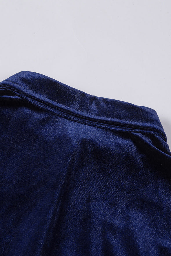 Retro Velvet Pocket Long Sleeve Shirt