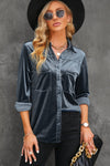 Retro Velvet Pocket Long Sleeve Shirt