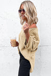 Brown Textured Knit Drop Shoulder Tee