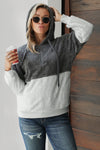 White Colorblock Furry Hoodie