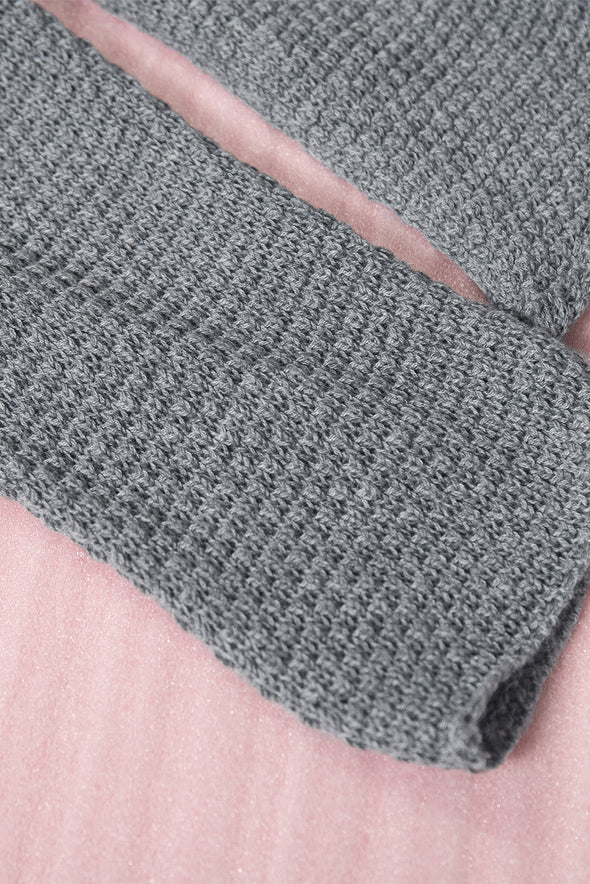 Henley Pullover Drop Shoulder Sweater with Slits