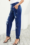Distress Drawstring Pocketed Joggers