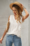 Wine Red Lace V Neck Tank Top