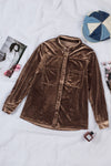 Retro Velvet Pocket Long Sleeve Shirt