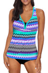 Wave Stripe Racerback Tankini Swimsuit