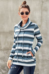 Multicolor Cowl Neck Striped Long Sleeve Sweatshirt