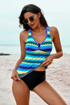 Wave Stripe Racerback Tankini Swimsuit
