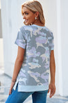 Crew Neck Camo Side Split T-shirt
