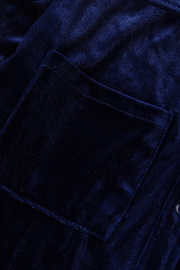 Retro Velvet Pocket Long Sleeve Shirt