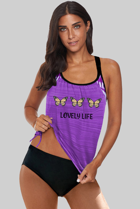 Printed Lined Tankini Swimsuit
