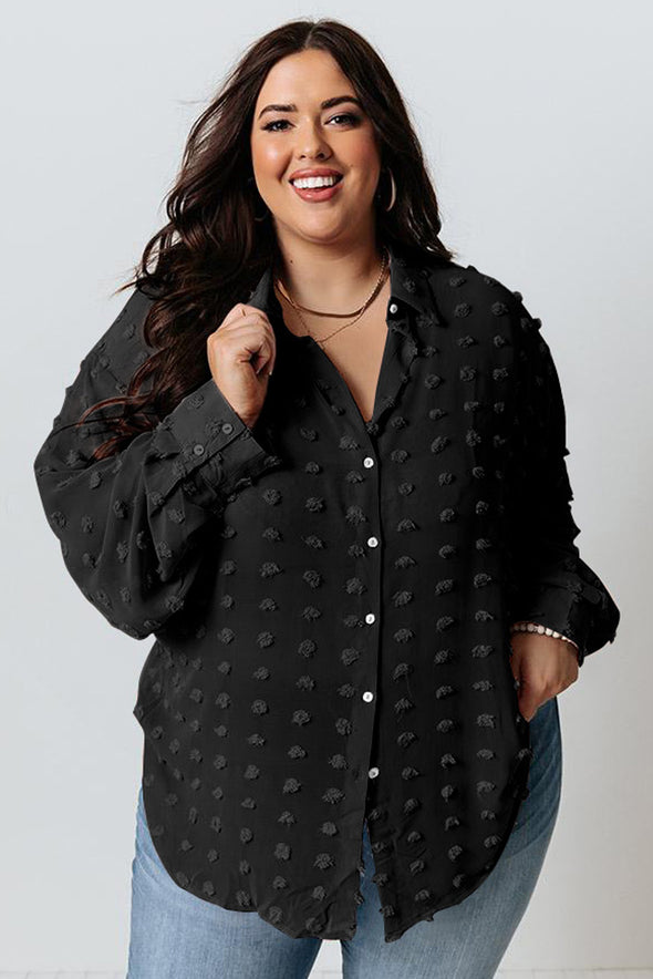 Swiss Dot Textured Plus Size Shirt