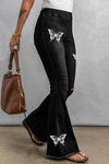 Distressed Bell Bottom Denim Pants