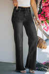 Raw Hem Straight Leg Jeans