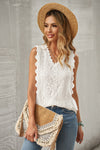Wine Red Lace V Neck Tank Top
