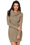 Asymmetric Buttoned Collar Black Bodycon Sweater Dress