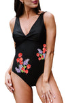 Twist Front Backless One-piece Swimwear