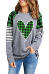 Buffalo Plaid & Stripe Splicing Long Sleeve Top
